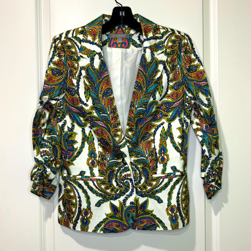 New York Collection Colorful Paisley Blazer Size Small - Picture 4 of 10